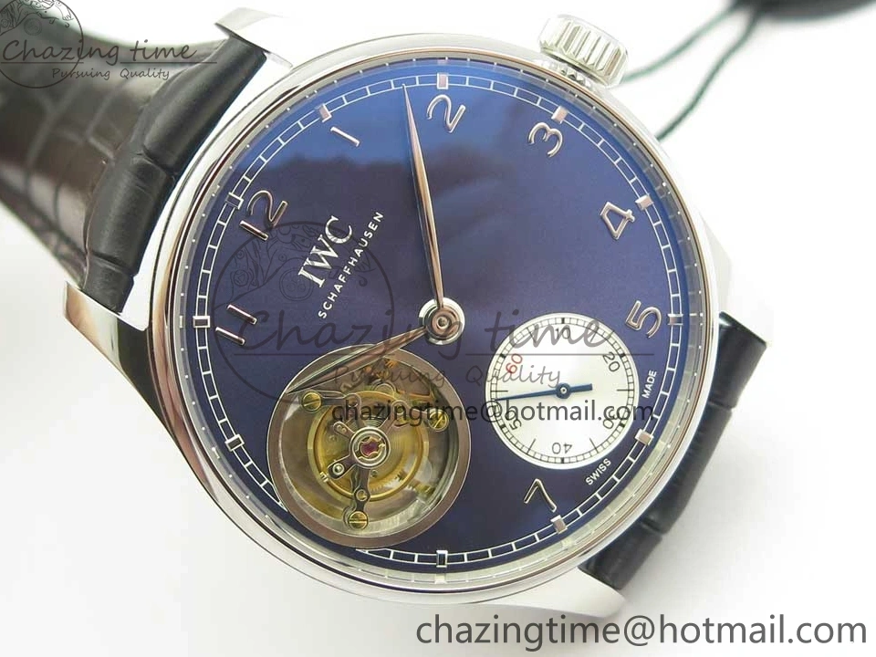 MIROTIME 0227 Seasonal Portuguese Tourbillon IW5463 SS ZF Best Edition Blue Dial on Black Leather Strap 7171